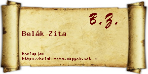 Belák Zita névjegykártya